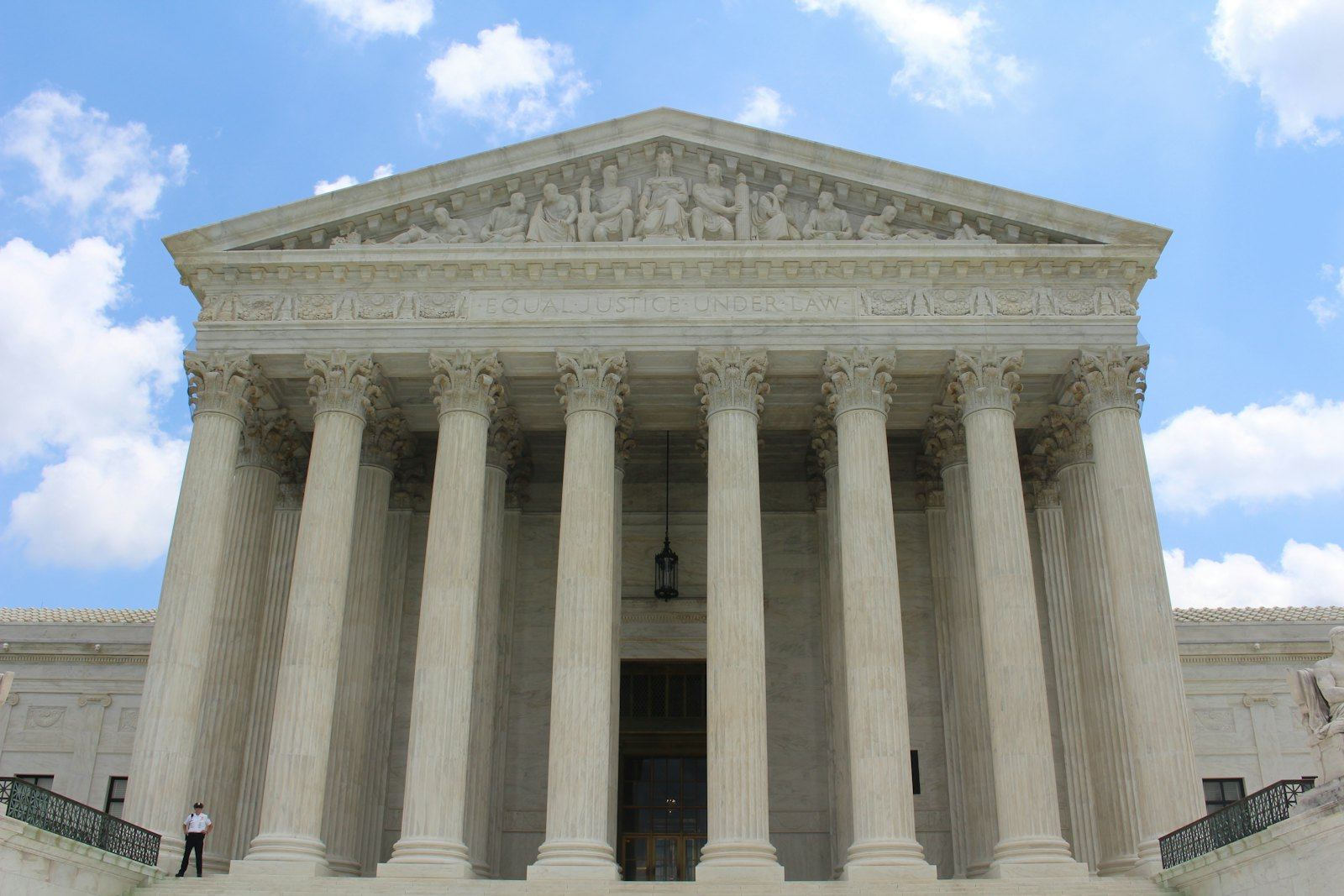 Classical columns and portico of a courthouse